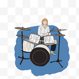 音乐架子鼓图片_打架子鼓的男孩卡通画