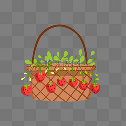 草莓线条图片_花篮子草莓水果