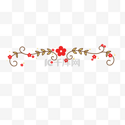 小标题栏红色图片_红色梅花手绘装饰标题框