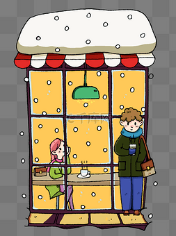 大雪落雪的房屋插画