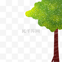 大树草地素材图片_卡通新鲜的大树免抠图