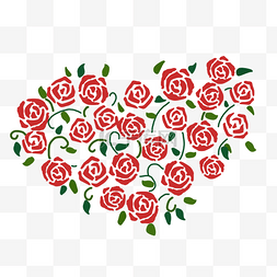 七夕节素材设计素材图片_七夕红色玫瑰花爱心造型