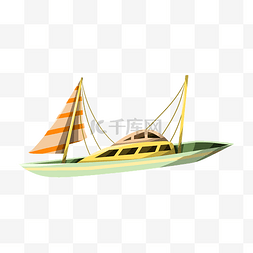 船板图片_手绘黄色帆船插画