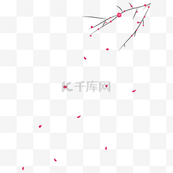 梅花飘落图片_扁平手绘春节梅花飘落喜庆水墨画
