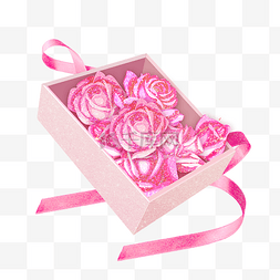 520粉色玫瑰图片_粉色玫瑰花礼品盒素材