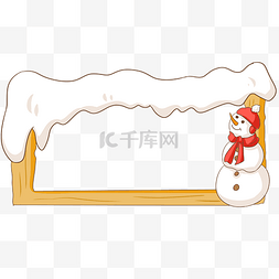 圣诞雪人雪花图片_简约白色圣诞边框