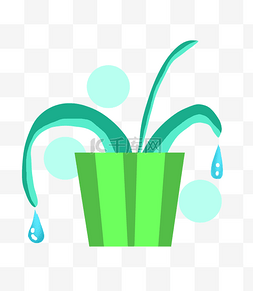 小草水滴图片_水滴和绿色盆栽 