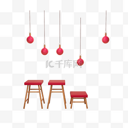 红色家庭图片_一些红色的小灯和小木凳