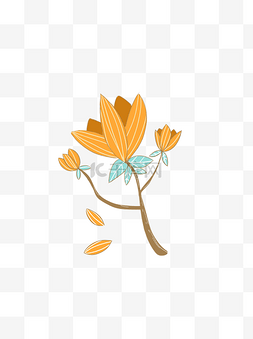 手绘卡通可爱植物花朵花簇黄色元