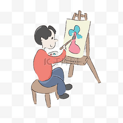小小绘画家图片_清新可爱手绘小画家美术课漫画