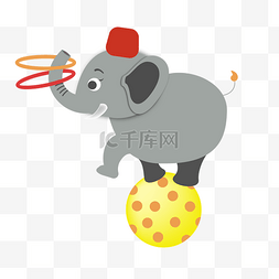 动物表演图片_愚人节大象表演插画