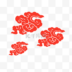 中国风手绘云图片_手绘中国风红色云纹免扣素材