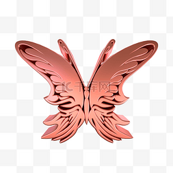 淘宝海报情人节图片_C4D粉色金属质感蝴蝶装饰