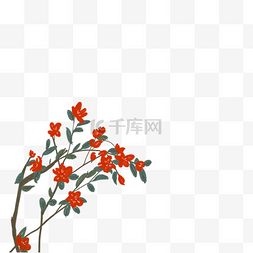 中国水墨风植物图片_古风植物花朵手绘复古