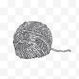 猫简笔画图片_黑白线条手绘毛线团