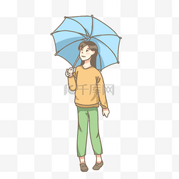 雨水少女打伞