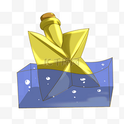 金色的海水图片_漂浮的金色许愿瓶