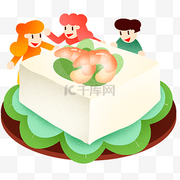 蔬菜豆制品图片_立春豆腐虾仁插画