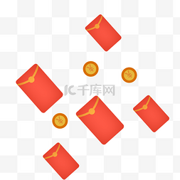 抢红包漂浮图片_新年春节红色金色金币漂浮红包