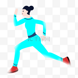 运动女孩跑步手绘插画psd