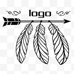 红酒logo图片_黑色手绘箭头和羽毛LOGO