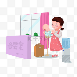 喂孩子的妈妈图片_春运喂孩子的妈妈插画