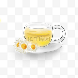 茶具插画图片_白露手绘古风菊花茶