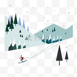 24节气背景图片_欧风滑雪的冬季背景墙