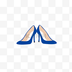 职场插画图片_蓝色高跟鞋女鞋时尚元素