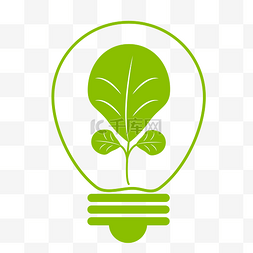 节能灯泡图片_手绘卡通绿色环保节能灯泡