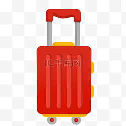 行李箱红色图片_手绘红色行李箱