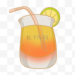 一片柠檬图片_一杯橙色鸡尾酒