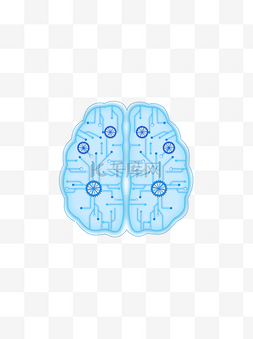 人工智能科技大脑齿轮蓝色素材