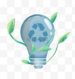 树叶灯泡图片_环境保护节约用电 