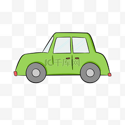 汽车车轮插画图片_绿色的汽车手绘插画