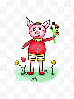 猪卡通图案图片_卡通可爱手绘矢量生肖猪形象