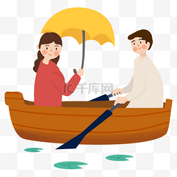 情侣户外图片_春游湖上划船的小情侣