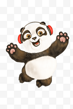 手绘疯狂音乐版熊猫宝宝
