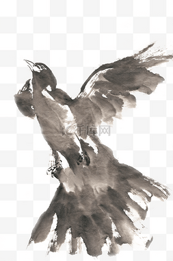 展翅的鹰水墨画PNG免抠素材