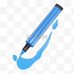 圆珠笔钢笔图片_蓝色的水彩笔插画