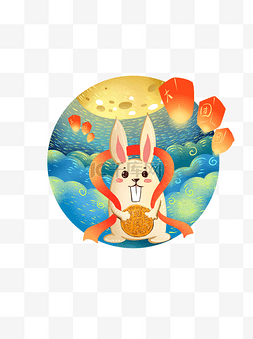 萌萌哒兔子图片_中秋节玉兔赏月插画商用兔子可爱
