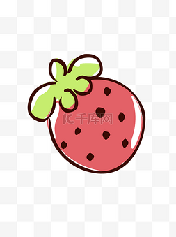 草莓手绘可爱图片_食物元素手绘可爱卡通甜品草莓