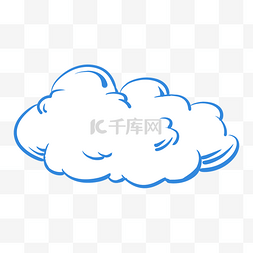 云朵可爱蓬松蓝色手绘png图