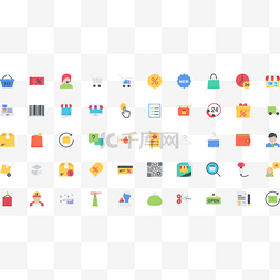 商店购物收银彩色扁平矢量图标