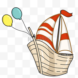 节日大帆船气球插画