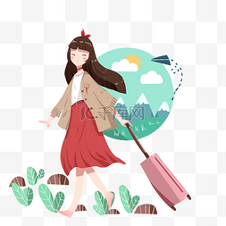 云朵的小女孩图片_旅游走路的小女孩