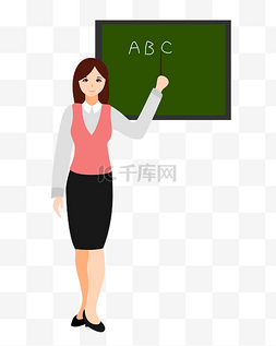 开学季字大图片_矢量卡通女老师黑板