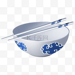青花瓷餐具图片_餐具碗筷卡通插画