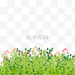 花丛草图片_绿色清新通用花丛装饰图案