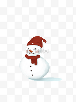 唯美雪人图片_带着红色帽子和围巾的小雪人可商